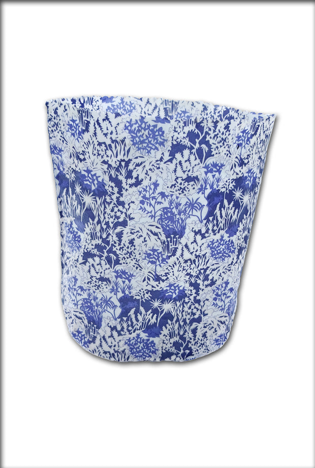 Beeswax wrap bucket bag-Essential size. -Liberty print. Paper garden blue. Height:24cm Width:25cm Base:16x11cms
