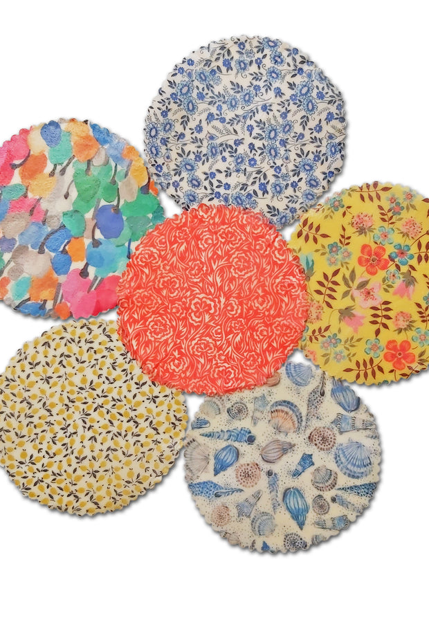 Ramaken beeswax wrap covers, 12.5cm circles.  6 colour options