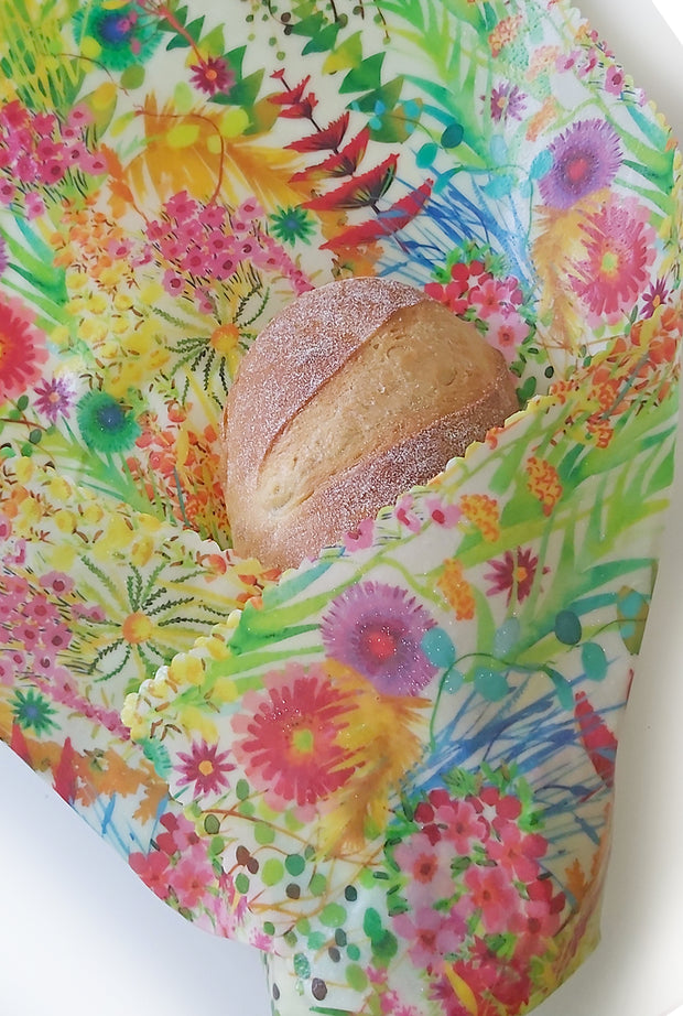 Beeswax wrap bread. Liberty print Watercolour floral. 45cmx55cm.