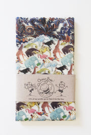 Beeswax wrap 2pack. Essential size. 33x26cm. 24x24cm. Liberty. Palms & zoo animal. colourway